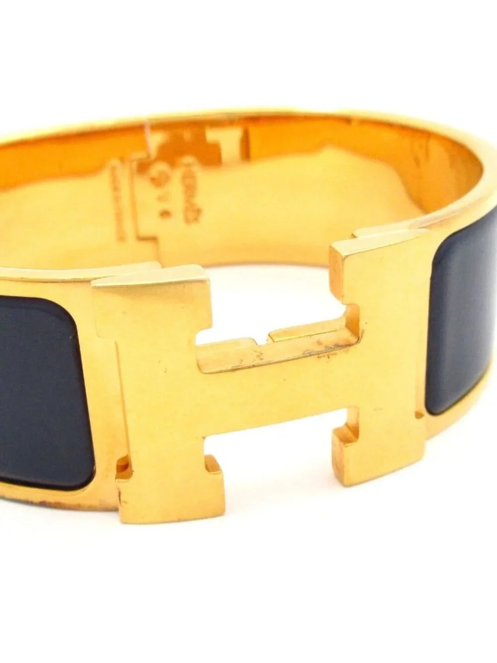 Hermes Bangle Clic Clac Gold Dark Navy Bracelet